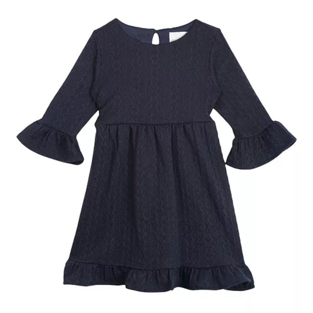 Rare Editions Toddler Girls Bell Sleeve Knit Dress‎ - Navy - Size 2T